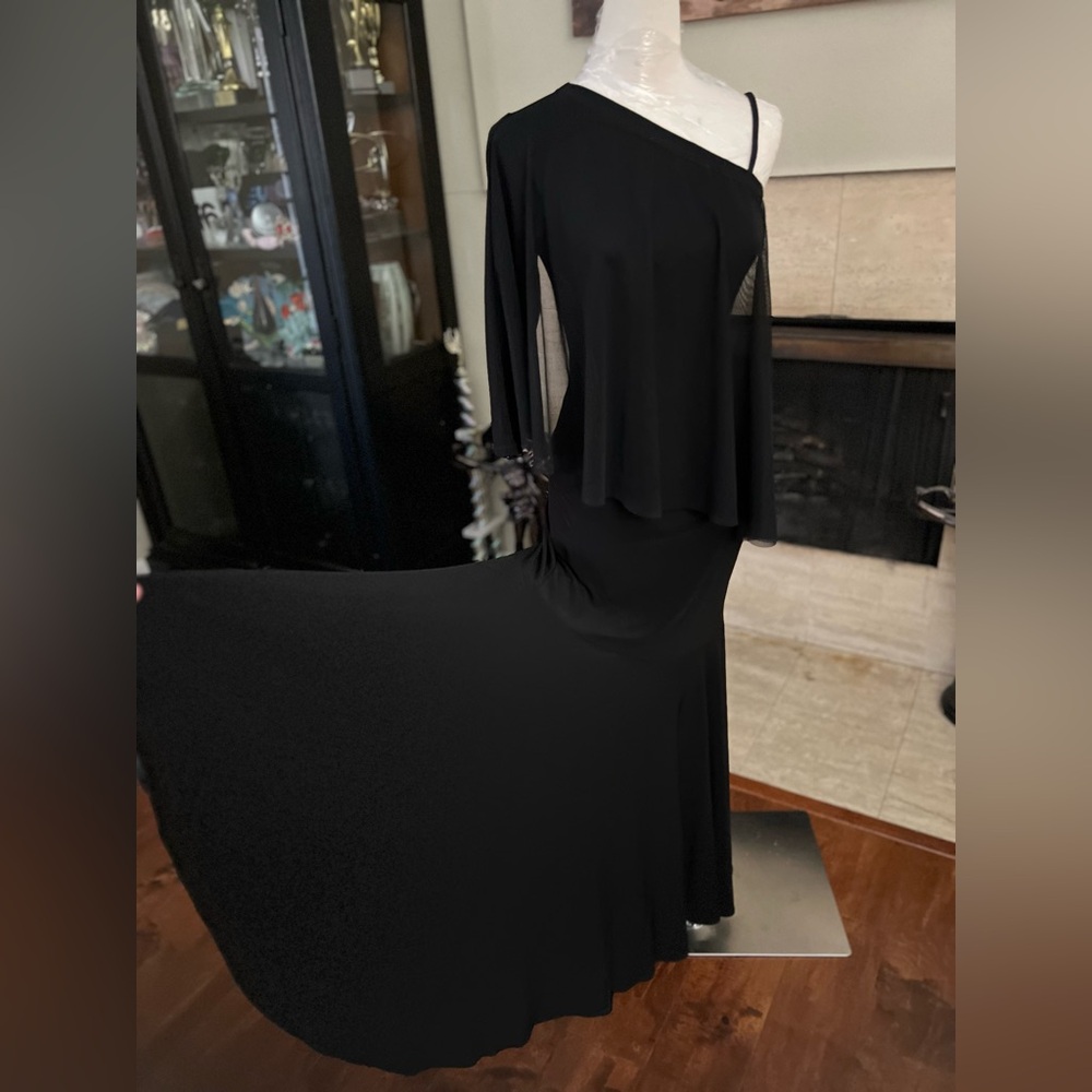 Ballroom Smooth one shoulder practice dance dress black - Picture 6 of 14